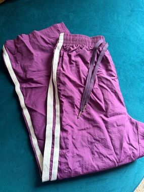 SHEIN Purple Track Pants with White Side Stripe